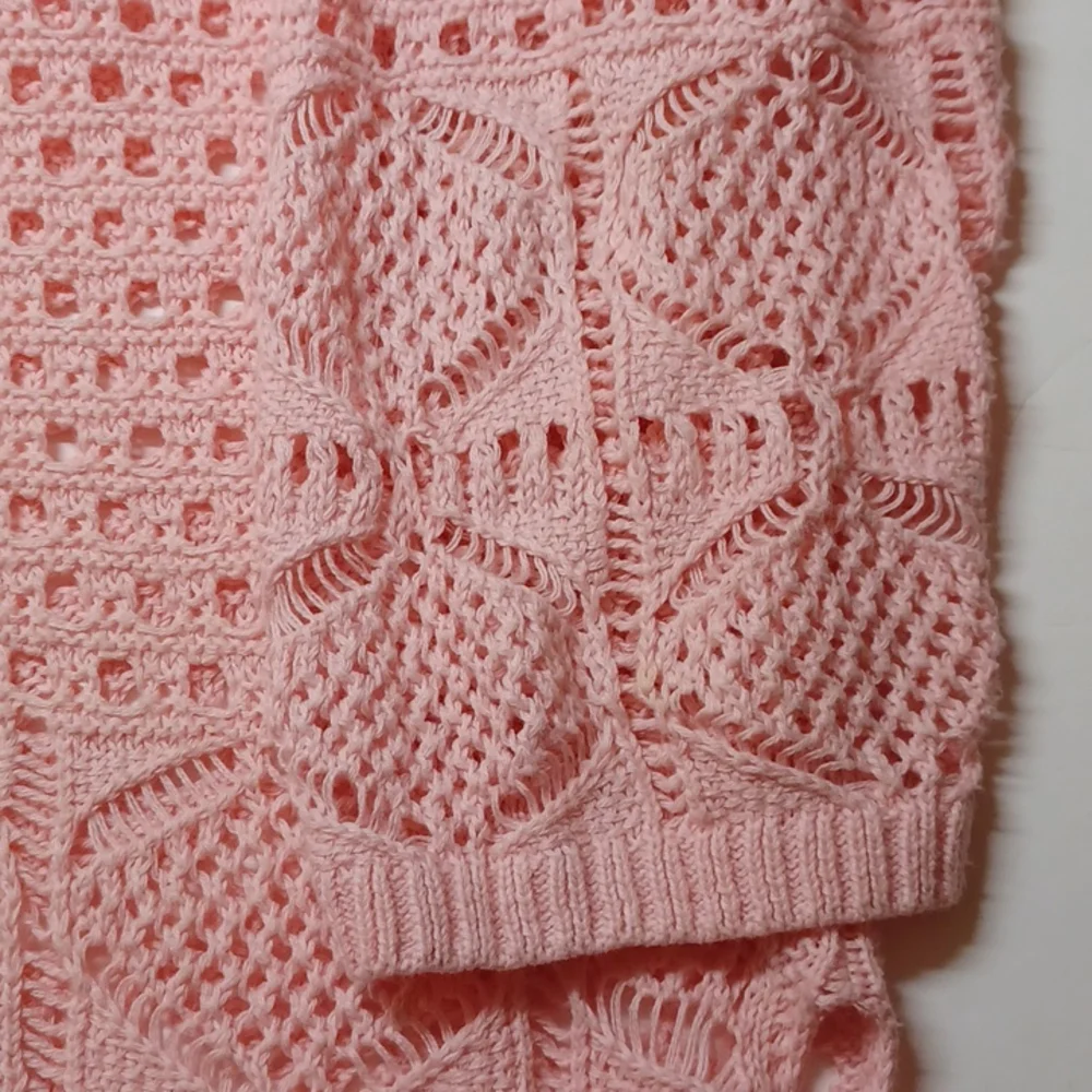 Jeanne Pierre xl crochet sweater salmon color sheer - Picture 2 of 6